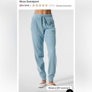 ALO Yoga Sky Blue Ribbed Joggers